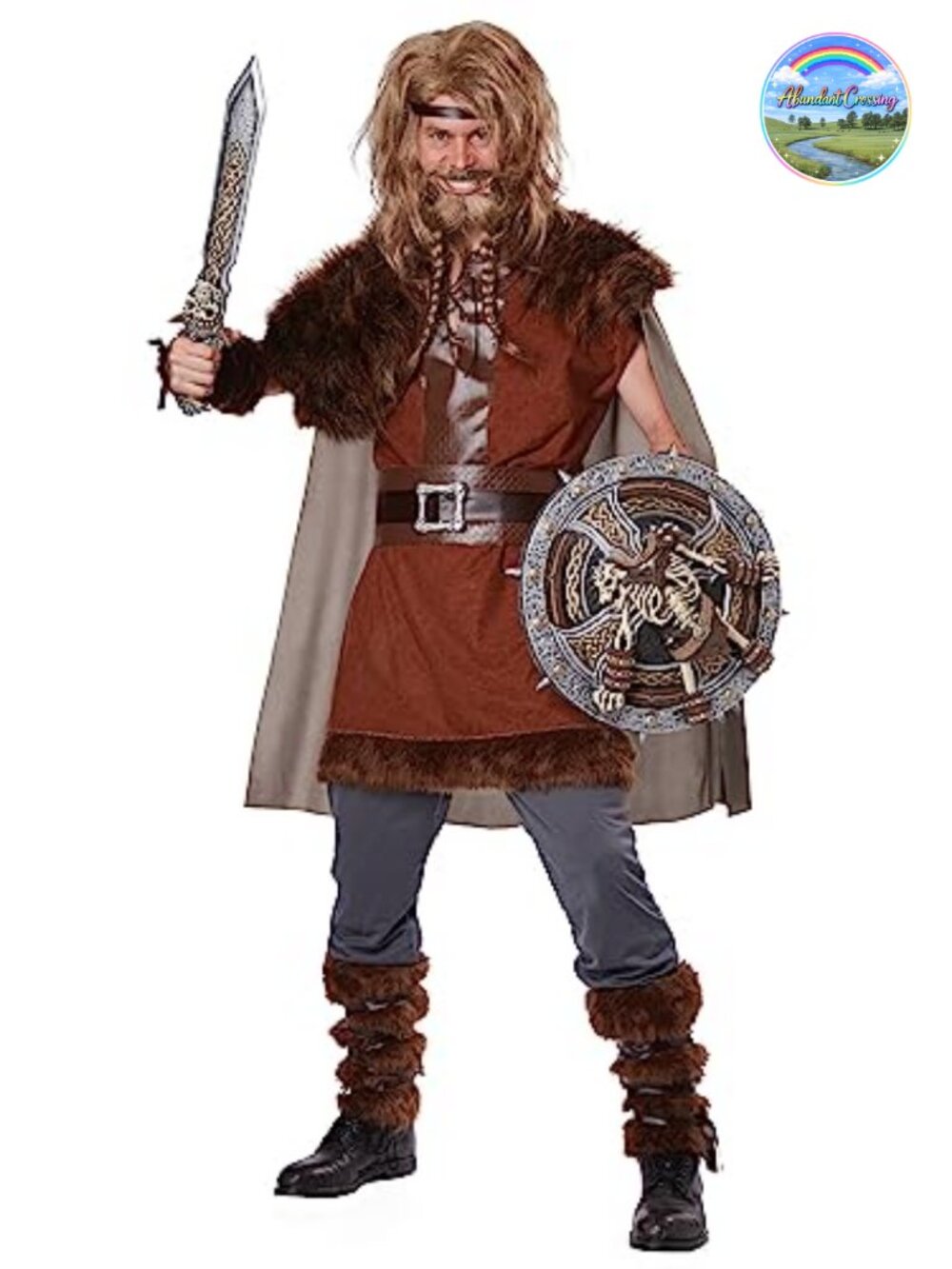 Mighty Viking Norse God Costume Set Adult One Size Faux Fur